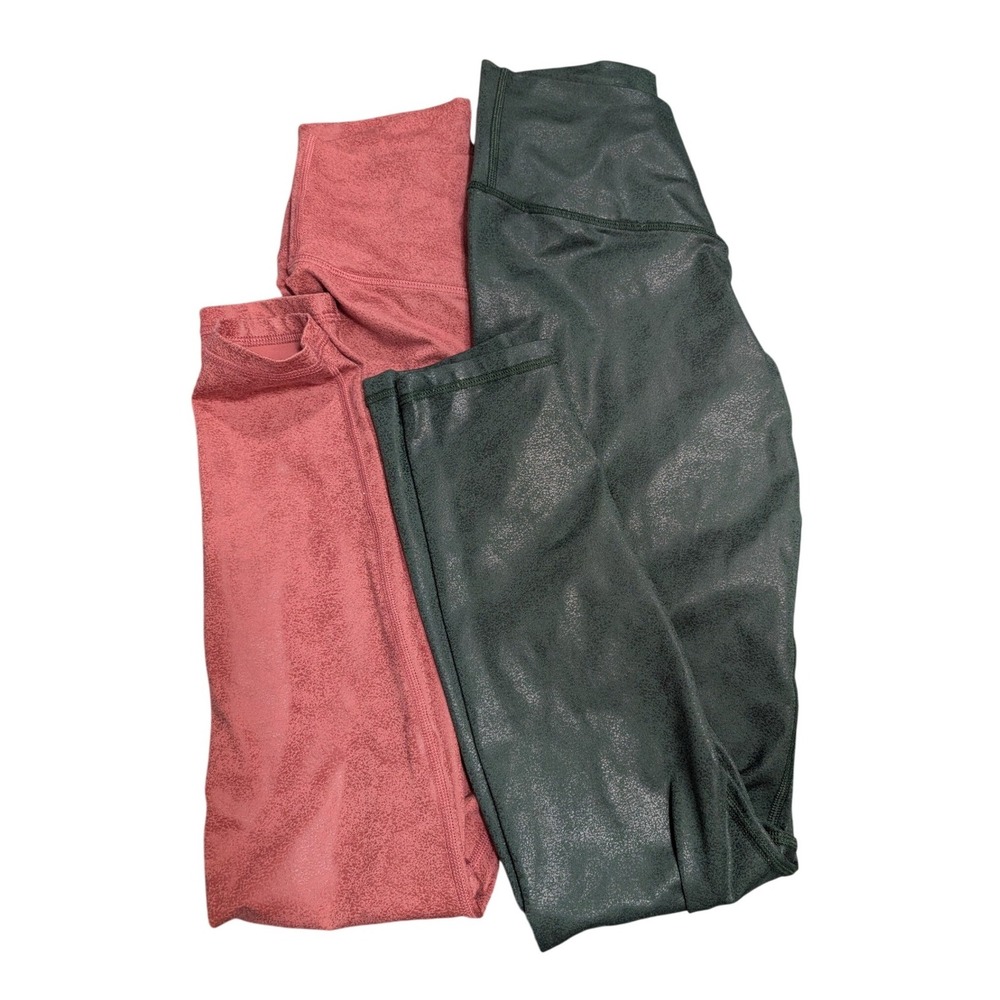Aerie OFFLINE Leggings Bundle Pink Green Crossover Waist Crackle - Small - Picture 2 of 10